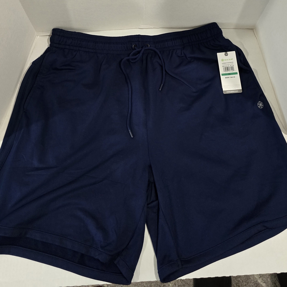 GAIAM Blue Athletic Shorts with Elastic Waistband and Drawstring